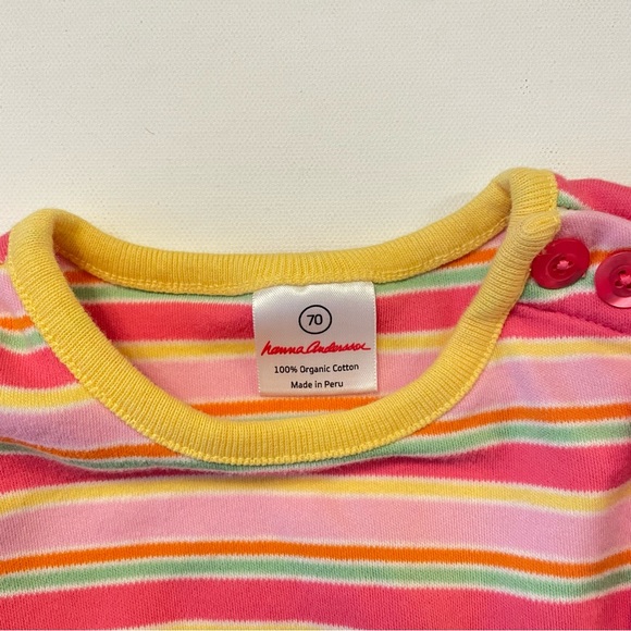 Hanna Andersson Girls Striped Sunflower Dress Organic Pink 70 Size 6-12 months - Picture 4 of 5